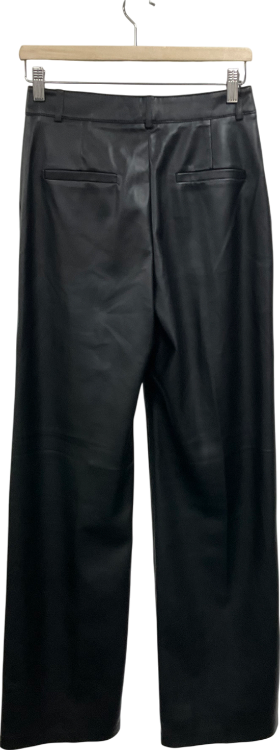 MANGO Black Straight Leg Faux Leather Trousers UK 8