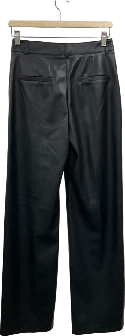 MANGO Black Straight Leg Faux Leather Trousers UK 8