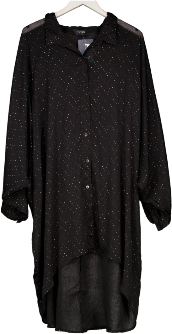 Yours Black Curve Metallic Dipped Hem Shirt UK XXXL