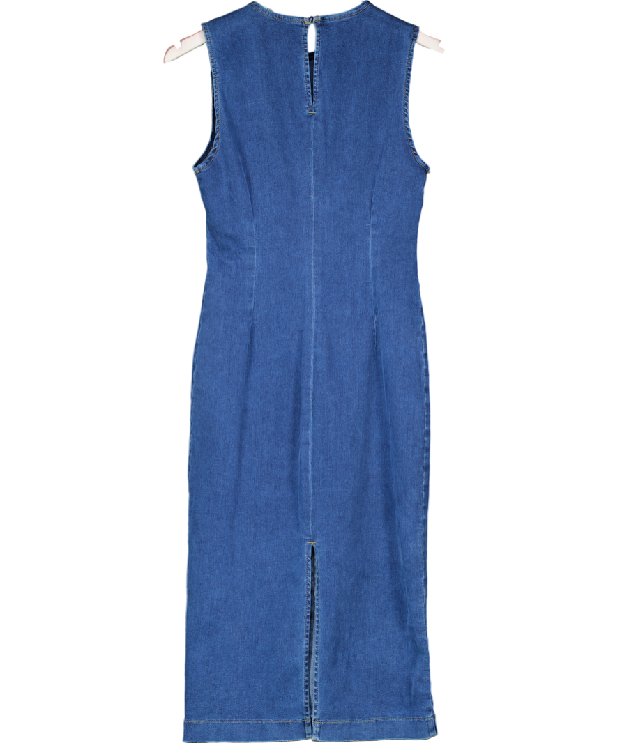 Stradivarius Blue Dark Wash Denim Tank Midi Dress UK M