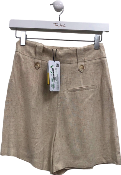 Nobody's Child Beige Tailored High-Waist Shorts UK 6