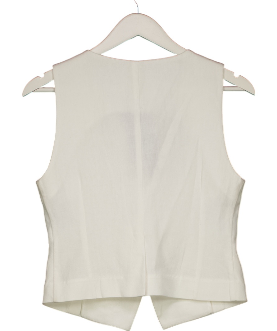 3. another White Cotton / Linen Blend Waistcoat Top UK S