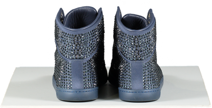Gucci Blue Satin Crystal Embellished High Top Sneakers UK 5 EU 38 👠