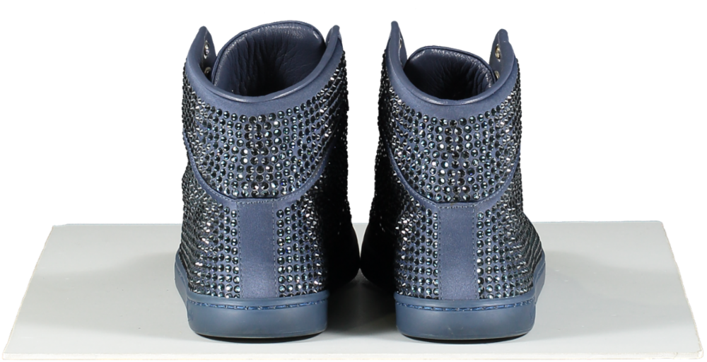 Gucci Blue Satin Crystal Embellished High Top Sneakers UK 5 EU 38 👠