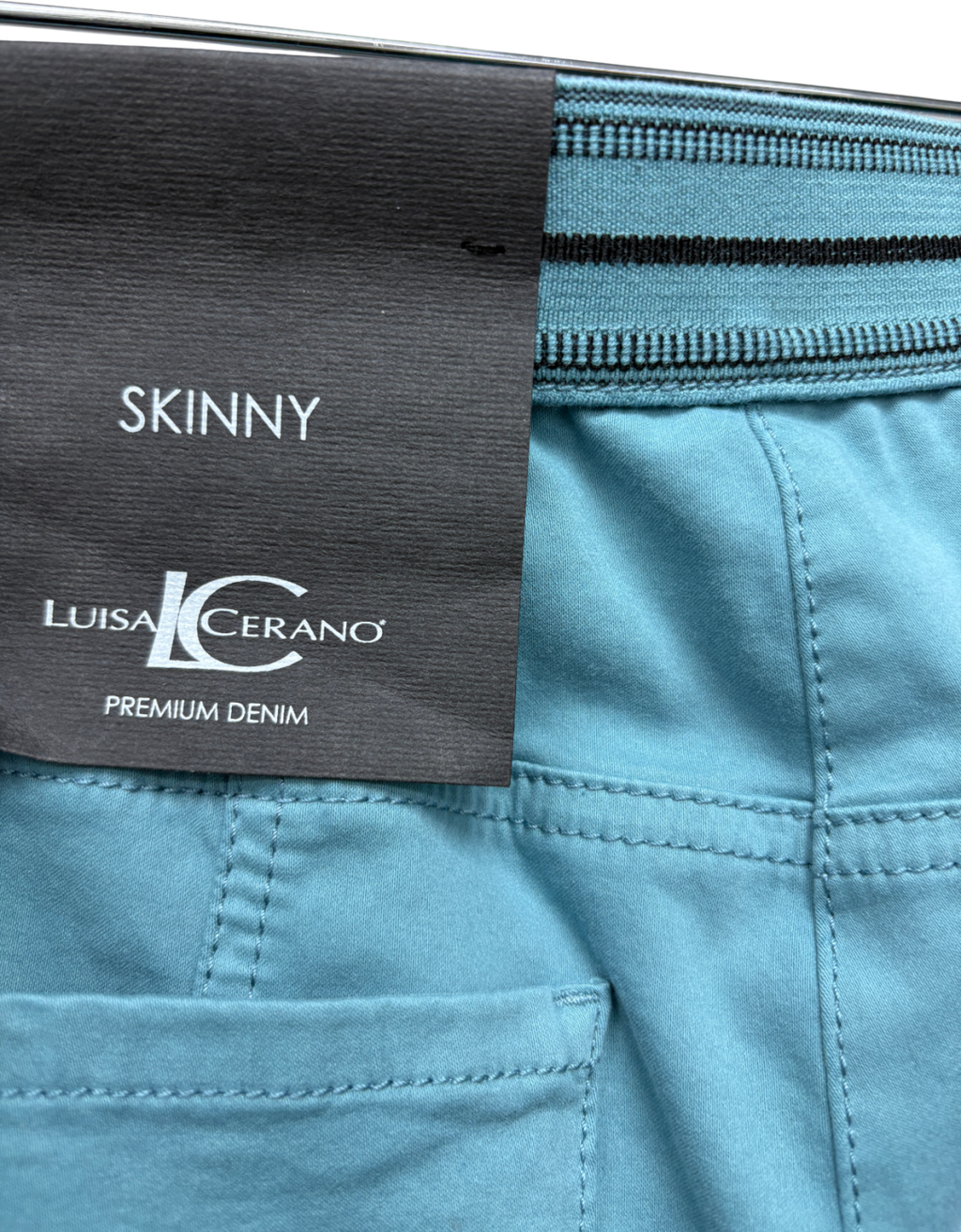 Luisa Cerano Smoky Aqua Tapered Jean Trousers UK 10