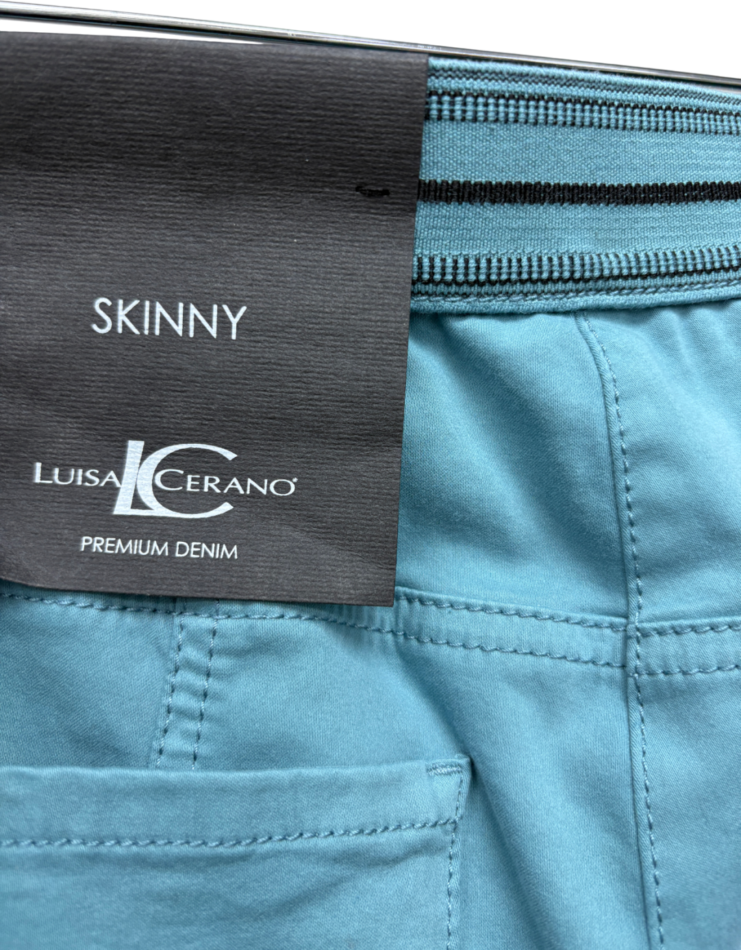 Luisa Cerano Smoky Aqua Tapered Jean Trousers UK 10