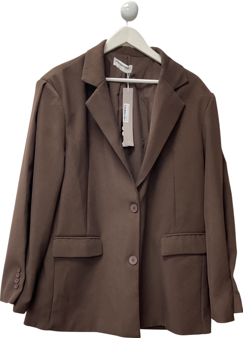 Missguided Brown Balloon Sleeve Detail Oversized Blazer Office Wear UK L