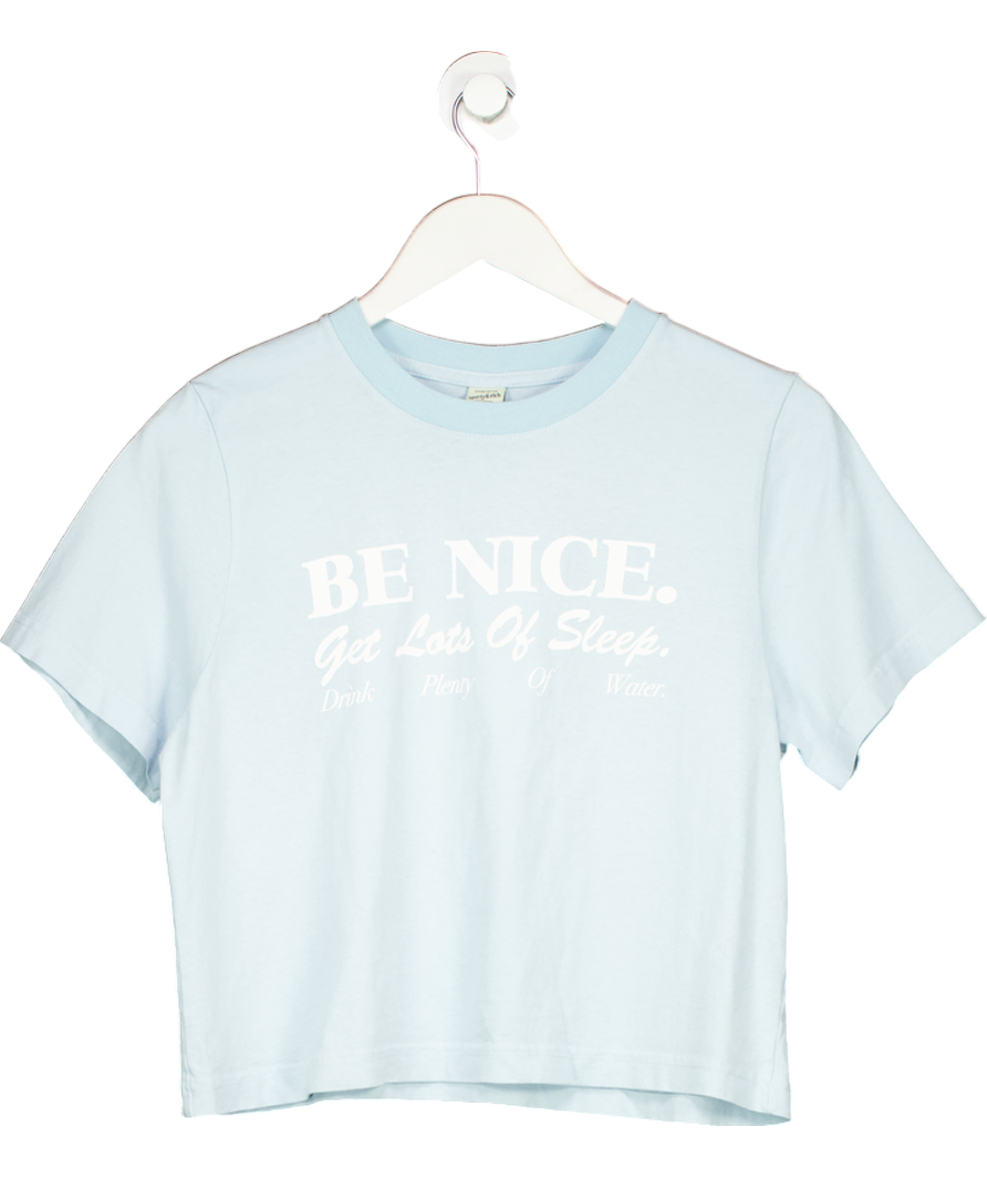 Sporty & Rich Blue Be Nice Cropped T-shirt UK S