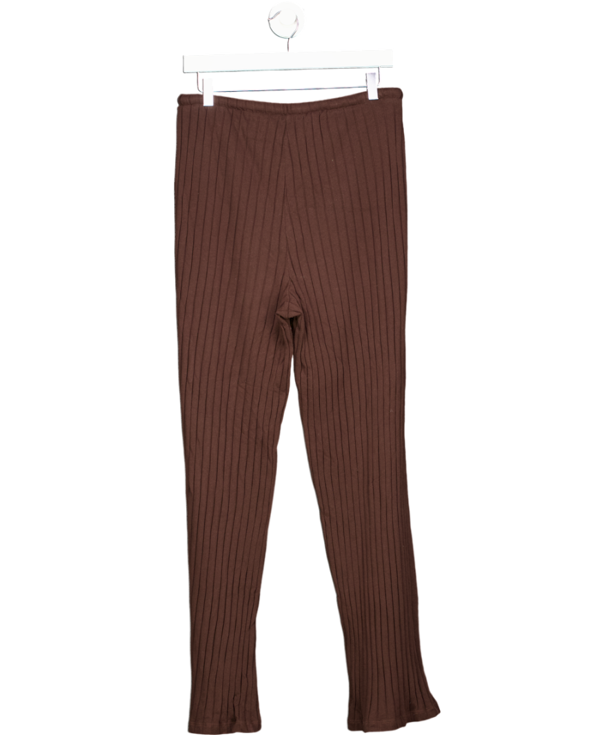YSE Brown Wide Leg Ribbed Trousers UK XL