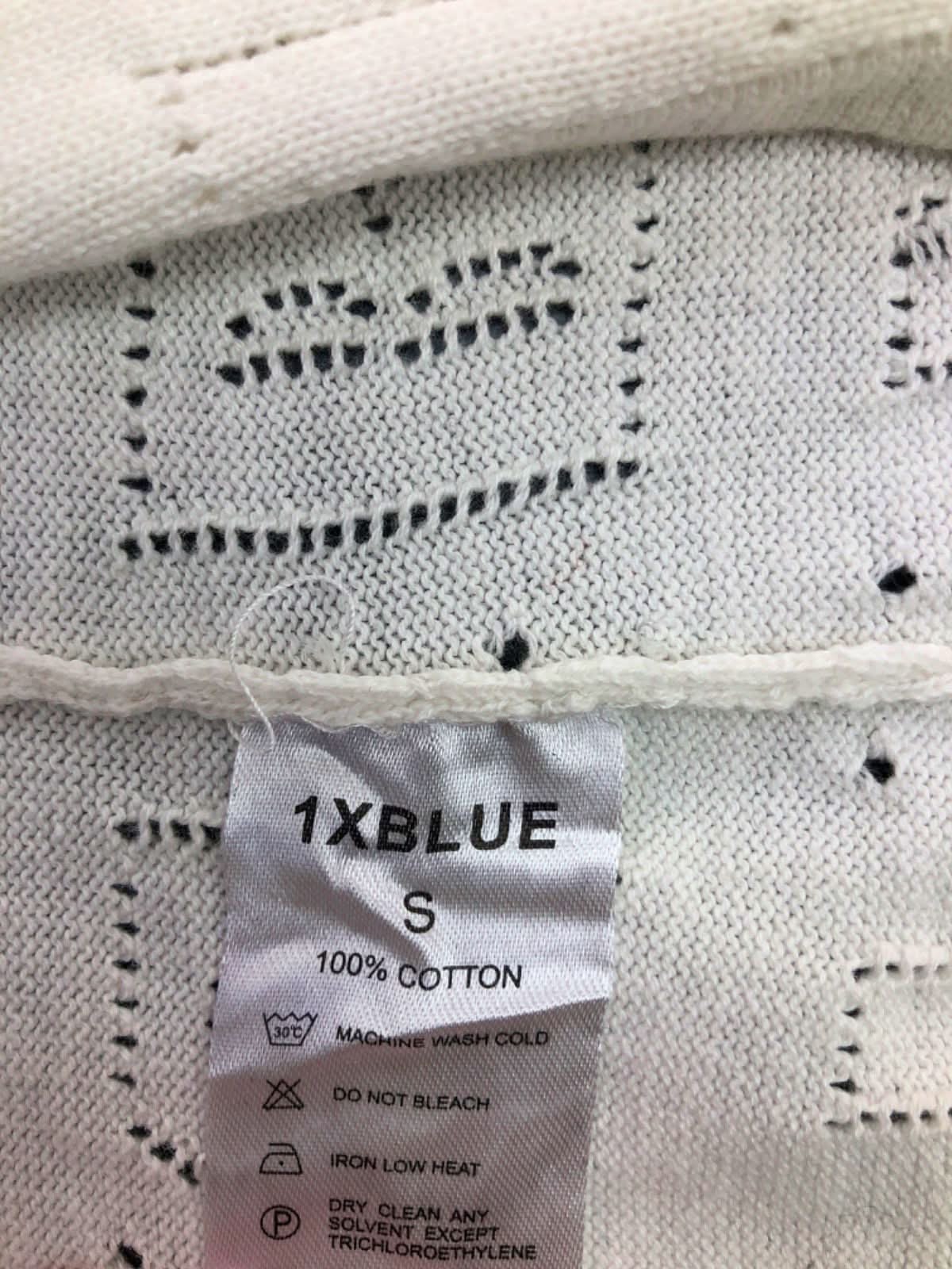 1XBlue White Knitted Lace Cardigan and Skirt Set S