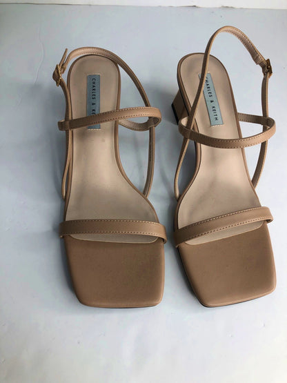 Charles & Keith Beige Strappy Block Heel Sandals EU 39