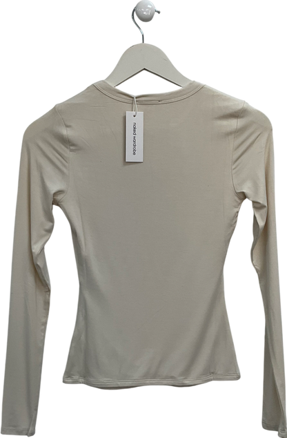 Naked Wardrobe Cream Smooth Crewneck Top UK S