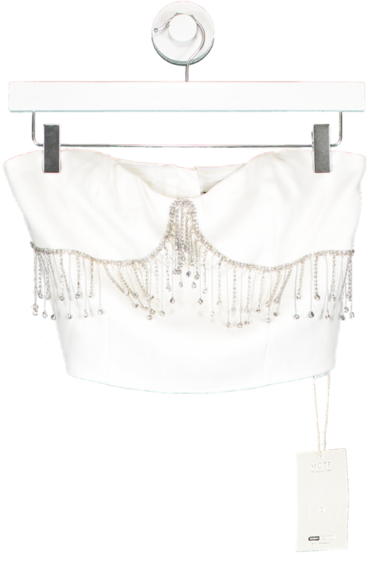 SHEIN White Dimante Embellished Bustier Top UK XS