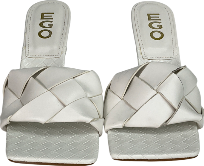Ego White Square Toe Heel UK 4 EU 37 👠