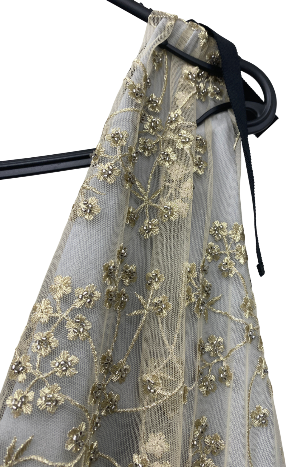 Self-Portrait Metallic Embroidered Mesh Tiered Dress UK 10