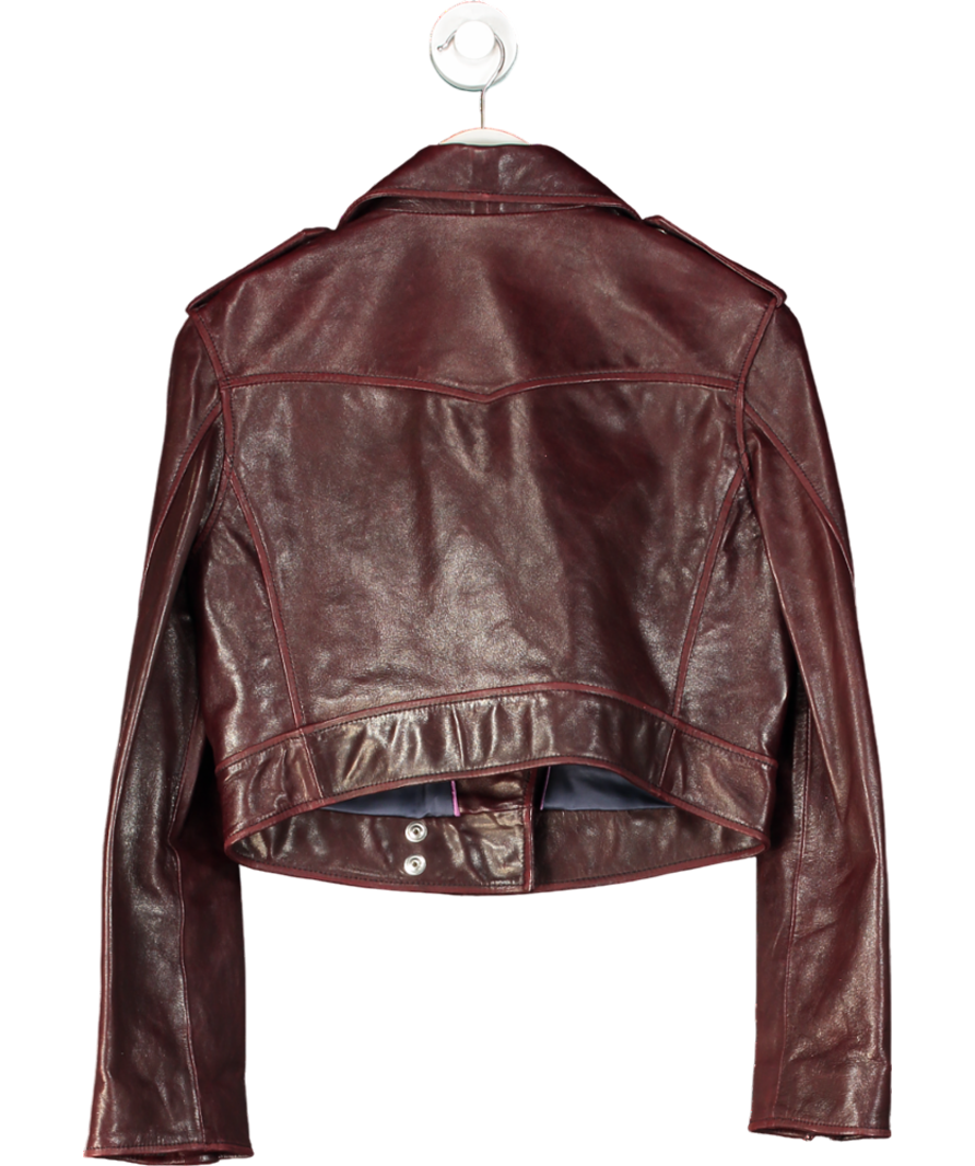 Millie Mackintosh Red Biker Leather Jacket UK 8