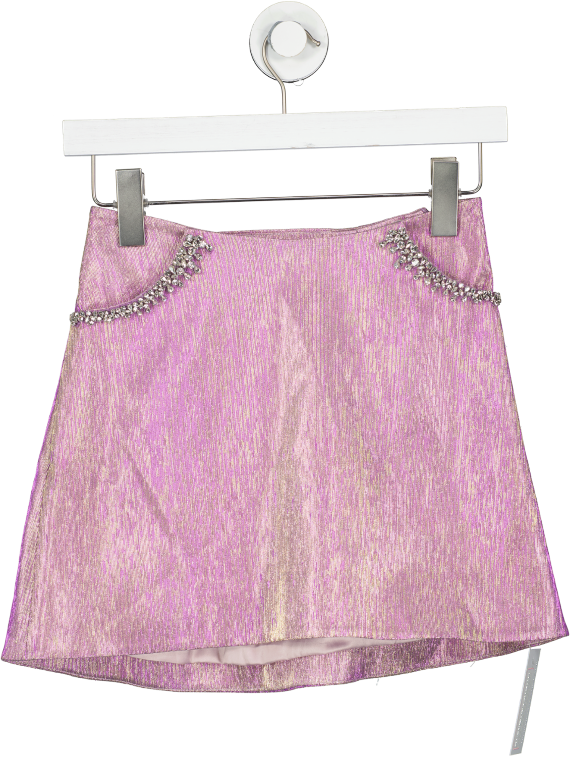 Miss Sohee + the vanguard Pink Crystal-embellished Stretch-lamé Mini Skirt UK 6