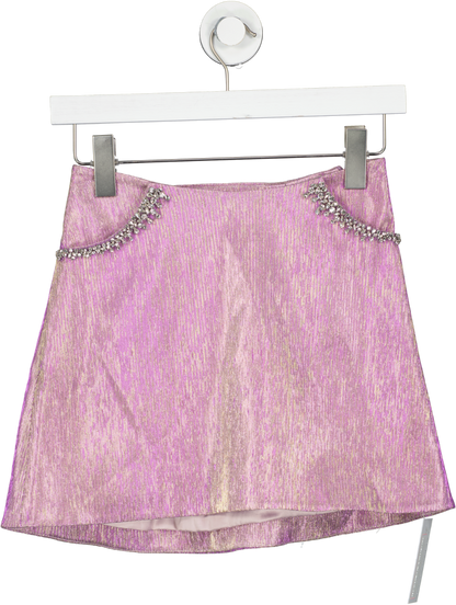Miss Sohee + the vanguard Pink Crystal-embellished Stretch-lamé Mini Skirt UK 6