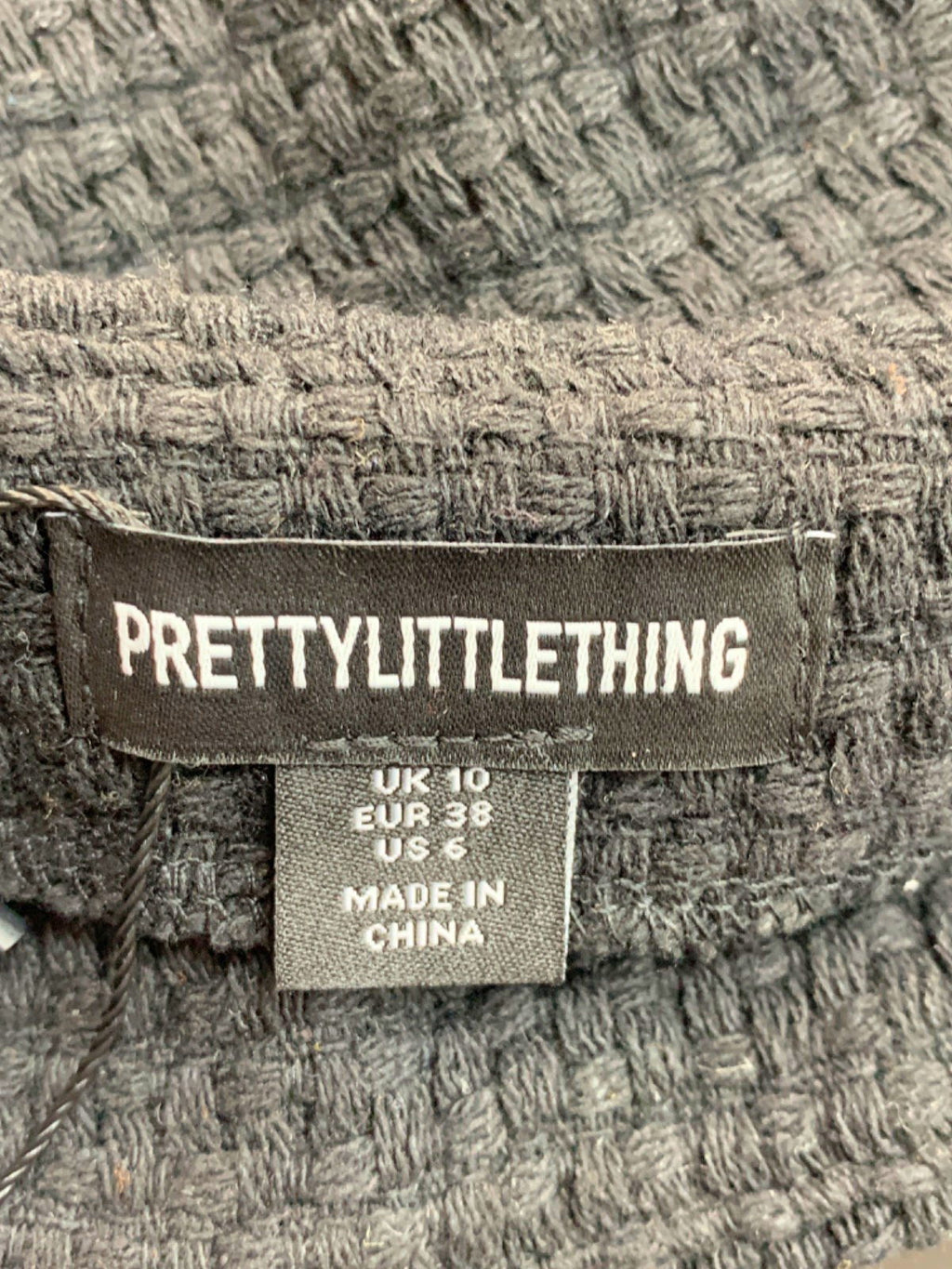 PrettyLittleThing Black Textured Mini Skirt UK 10