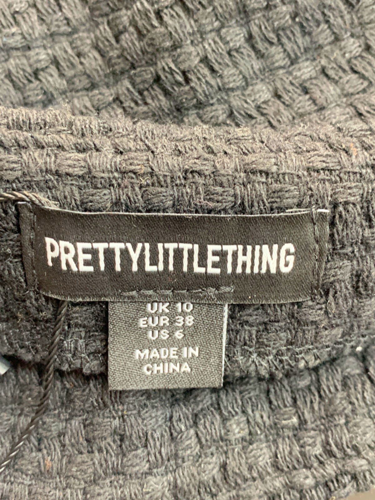 PrettyLittleThing Black Textured Mini Skirt UK 10