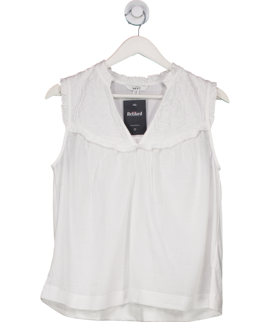 Next White Embroidered Sleeveless Top UK 8
