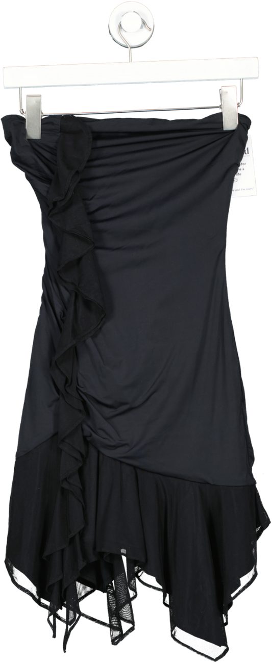Mistress Rocks Black Strapless Ruffle Mini Dress UK XS
