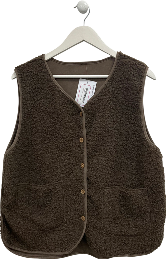 Brown Faux Sherling Gilet UK S/M