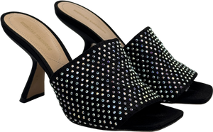 NICHOLAS KIRKWOOD Black Alba 90 Crystal-embellished Suede Mules UK 4 EU 37