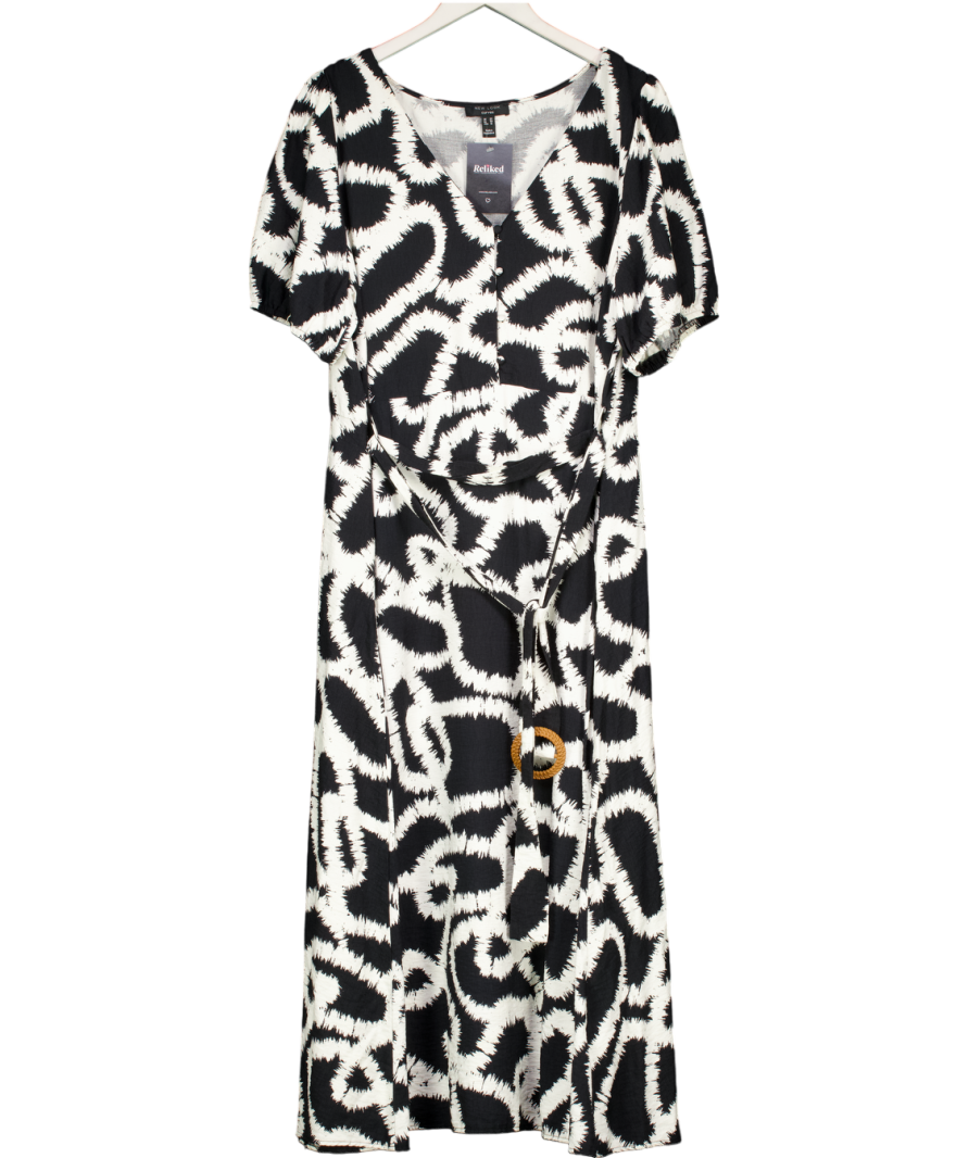 New Look Black Curve V Neck Stretch Maxi Dress, With Match Buckle Belt UK 22