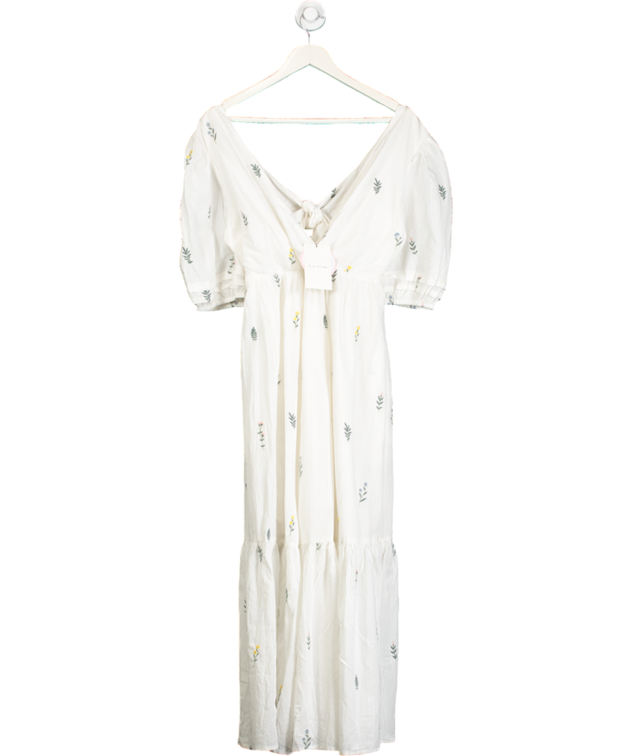 Olive & Frank White Floral Embroidered Dress UK M
