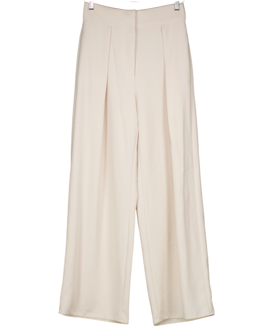 River Island Cream Soft Wide Leg Trousers UK 8