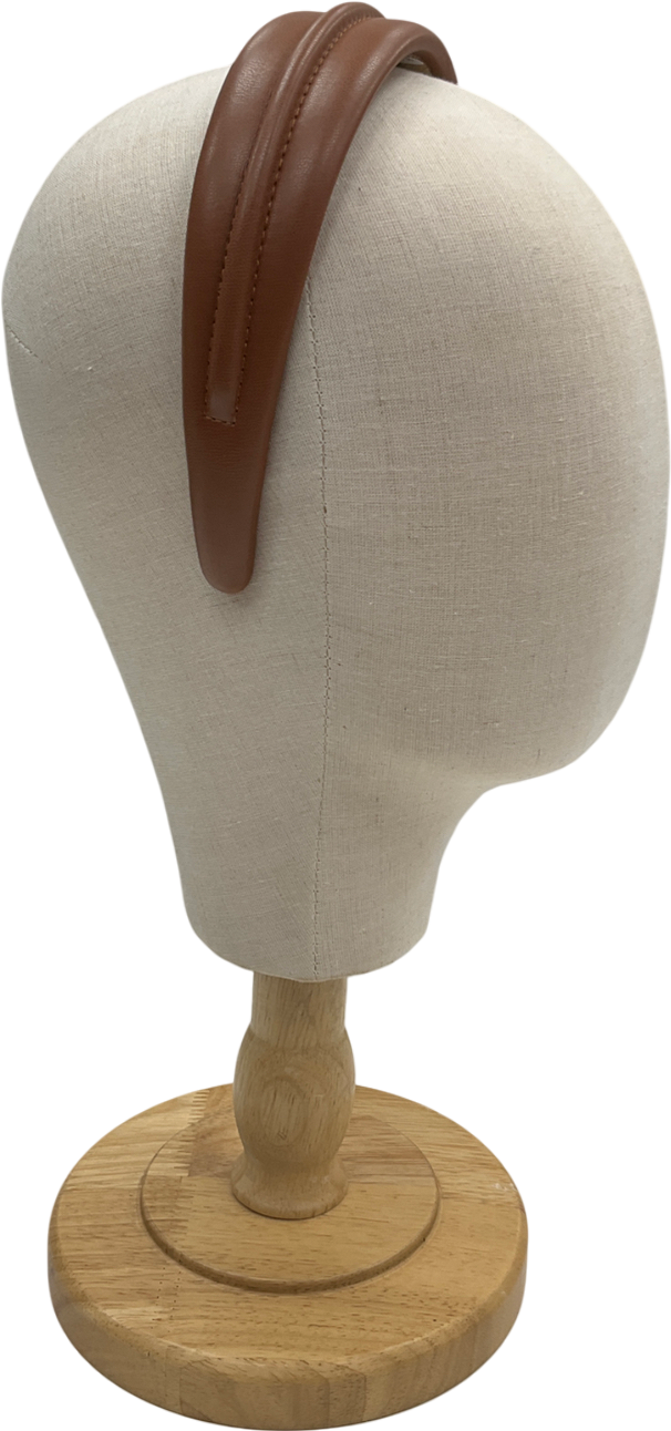 Brown Faux Leather Tan Headband One Size