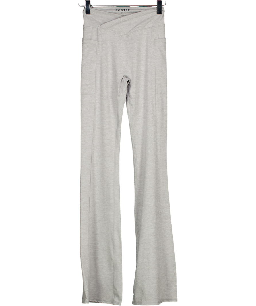 Bo + Tee Soft Active V-waist Pocket Flared Leggings In Grey Marl  UK S