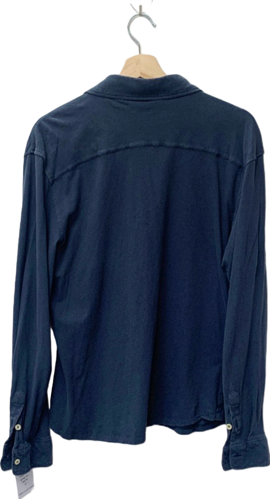Frescobol Carioca Navy Cotton Linen Shirt Size L