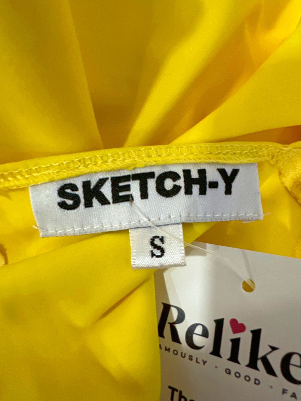 SKETCH-Y Yellow One Shoulder Asymmetric Dress UK S