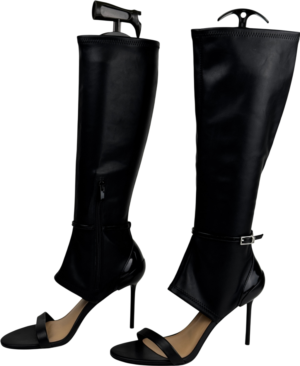 CHARLES & KEITH Black Gabriel Leather Stiletto-heel Boot Sandals UK 6 EU 39 👠