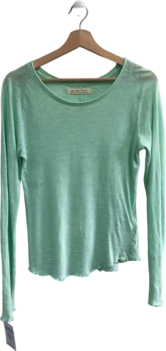 FREE PEOPLE We The Free Mint Green Long Sleeve Top Large