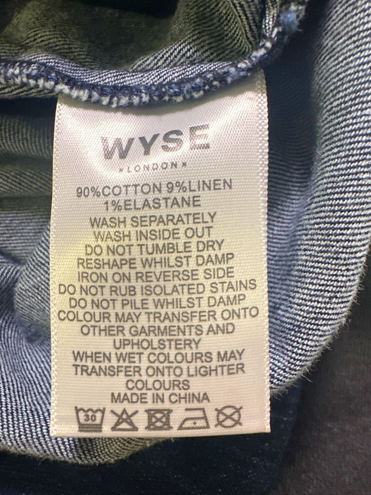 WYSE LONDON Denim Embroidered Scalloped hem Dress UK 8