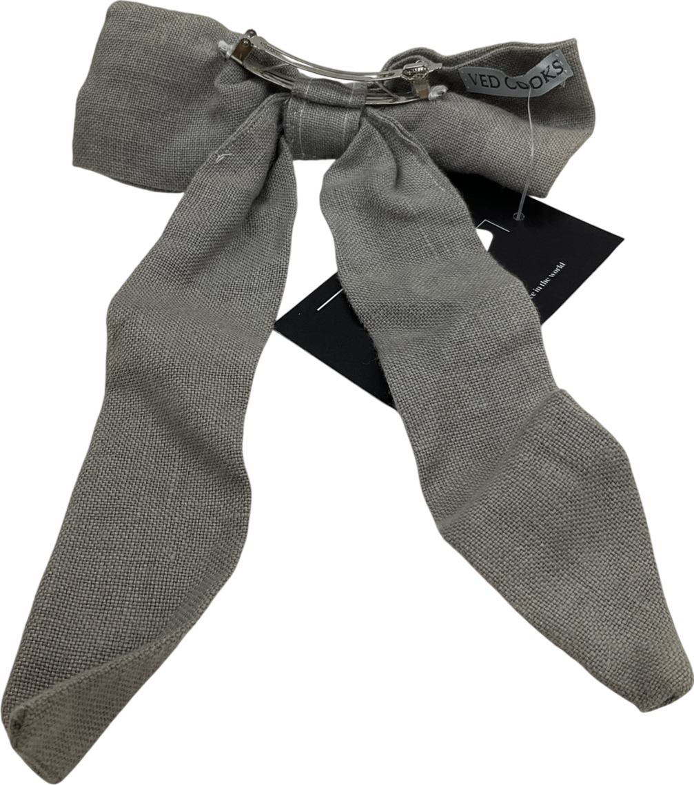 ved cooks Grey Linen Hair Bow UK L
