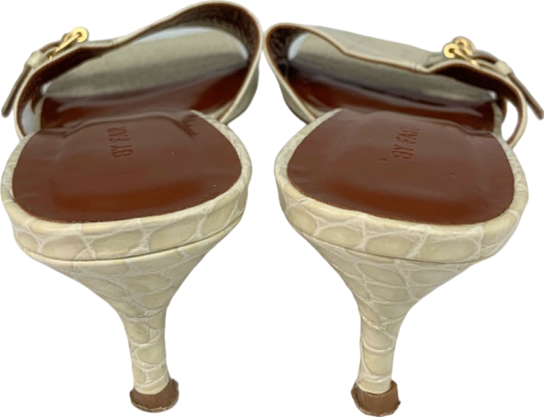 By Far White Croc-Effect Leather Sandals UK 6.5