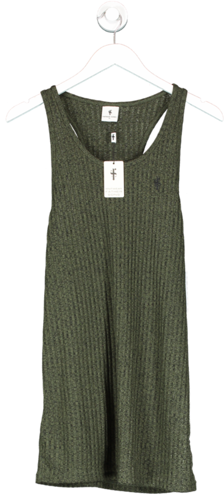 Father Sons Green Ribbed Knit Super Slim Vest UK XL
