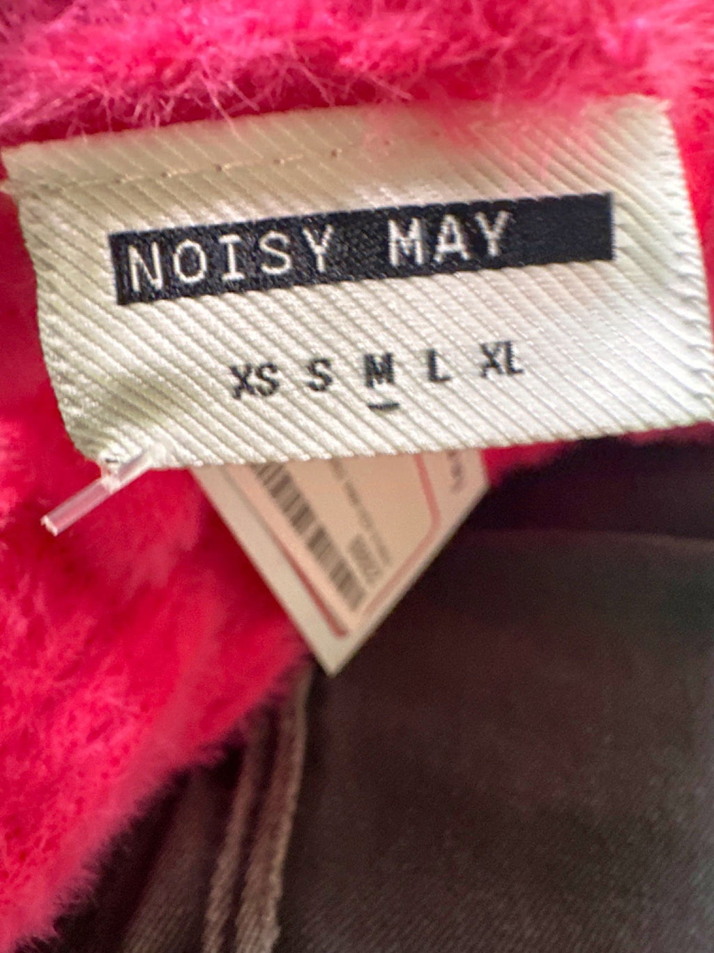 Noisy May Pink Ribbed V-Neck Sweater UK M