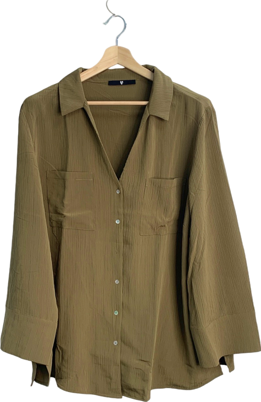 Very Olive Green Button-Down Blouse UK Size 20