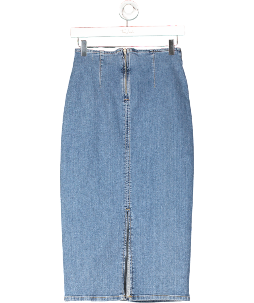 New Look Blue Denim Split Hem Maxi Skirt UK 8