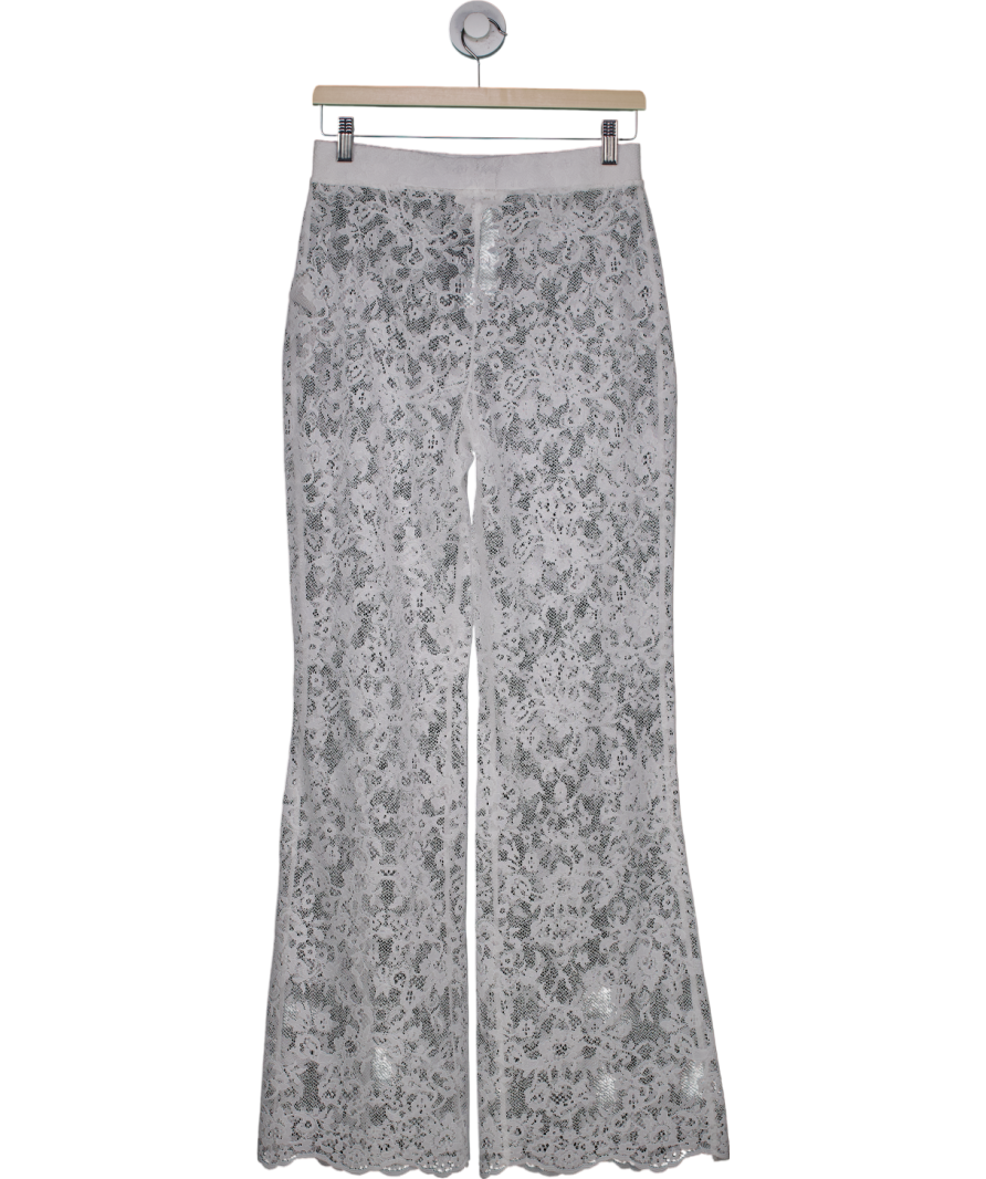 NA-KD White Lace Trousers UK S