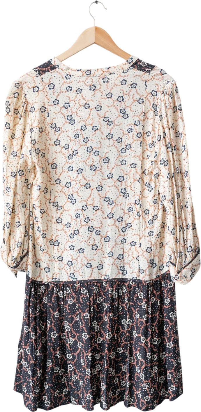 Phase Eight Black Buttercup Floral Long Sleeve Dress UK 10