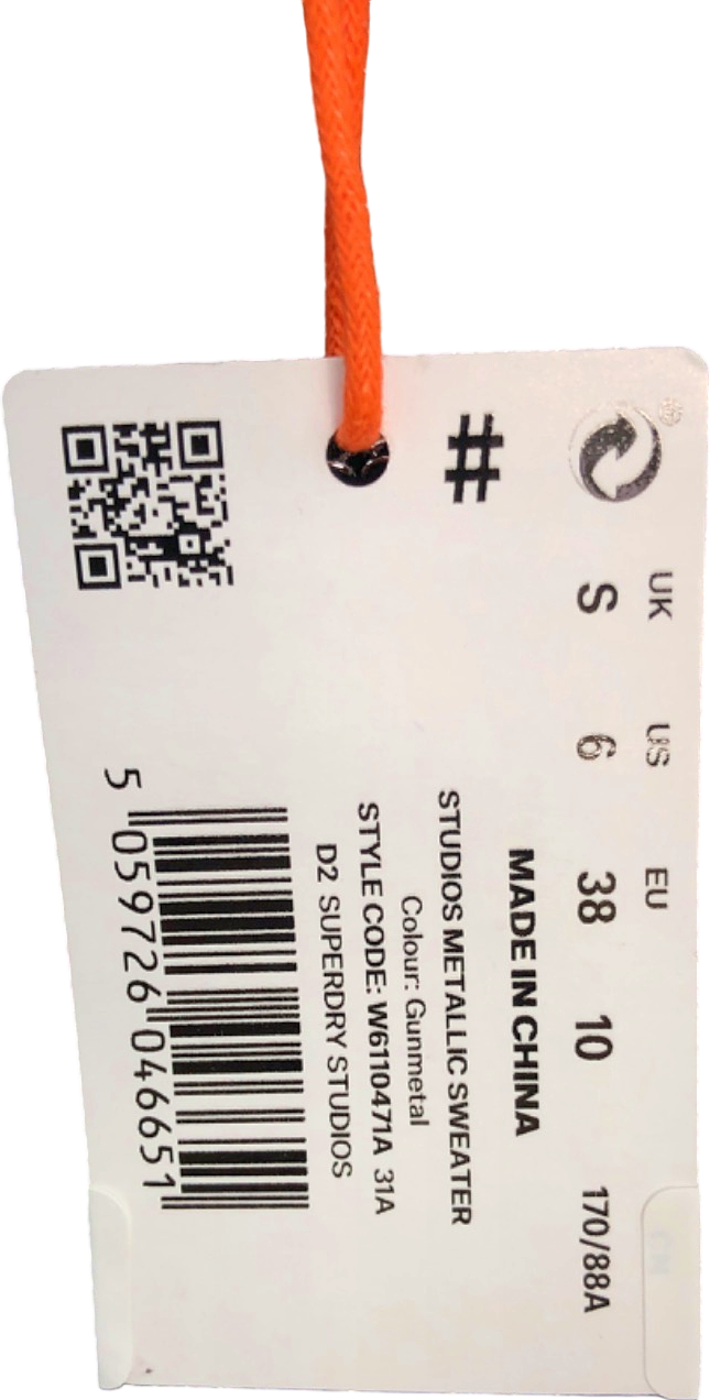 Superdry Gunmetal Studios Metallic Sweater UK Size 8