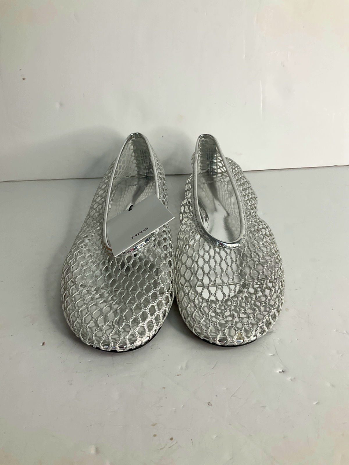 MANGO MNG Silver Mesh Ballet Flats UK 5