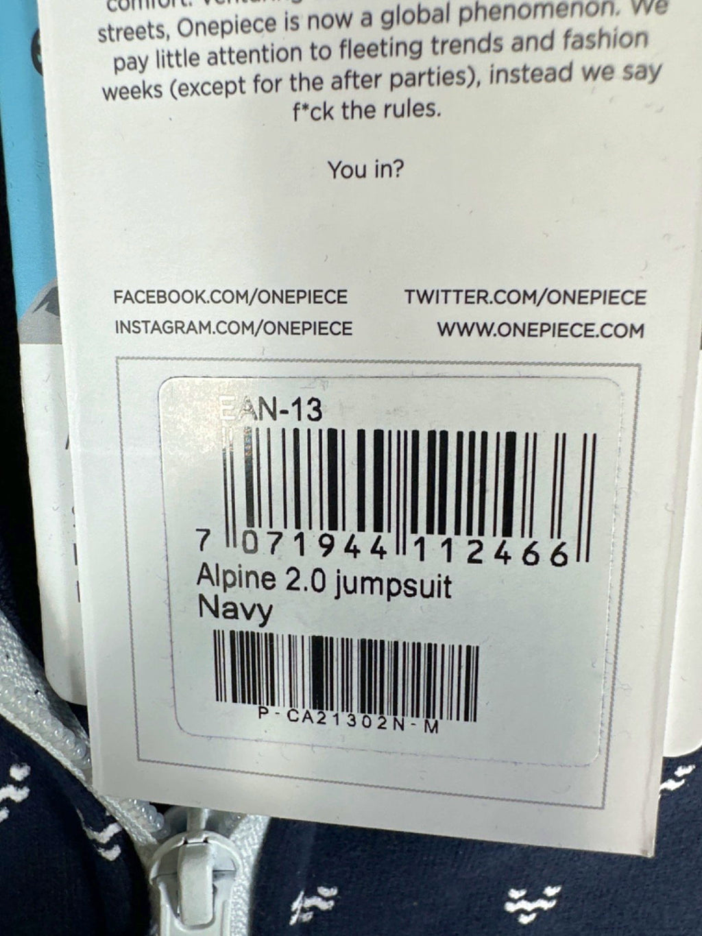 ONEPIECE Navy Alpine 2.0 Jumpsuit UK M