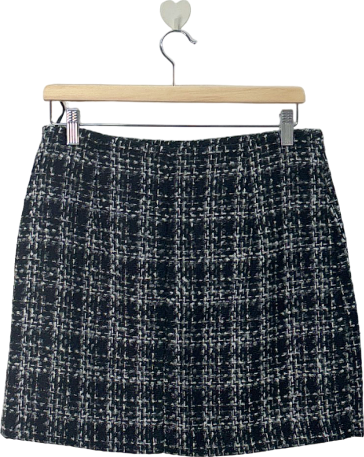 New Look Black/White Boucle Check Mini Skirt UK 12